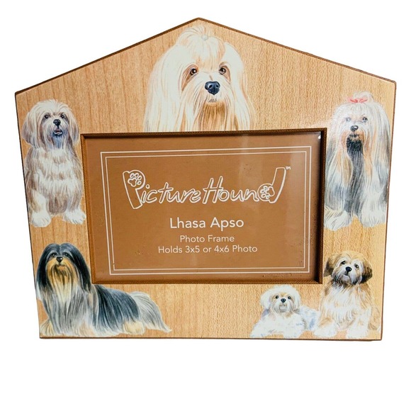 NEW Lhasa Apso Photo Frame Desk Top Picture Hound 3x5" or 4x6" Cardboard - Picture 1 of 4